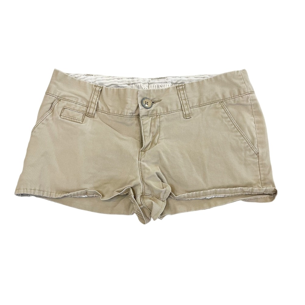 Y2K Mossimo Khaki Low Rise Micro Shorts Custom Hem Tan - Size 3 Fit 6